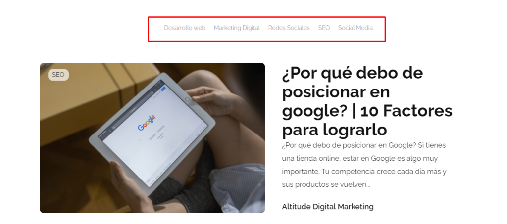 Ejemplo de taxonomia en un blog